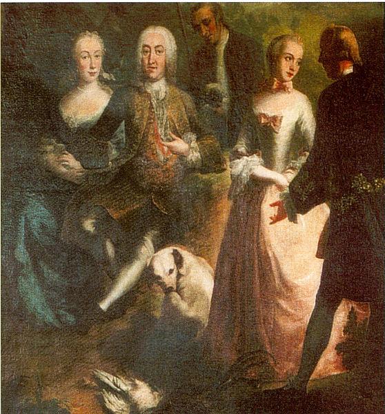 Joseph Esperlin Engagement of Maria Josepha Grafin von Waldburg-Friedberg-Scheer (1731 - 1782) and her cousin, Prince Joseph Wenzel von Furstenberg (1728 - 1783) in 1 oil painting image